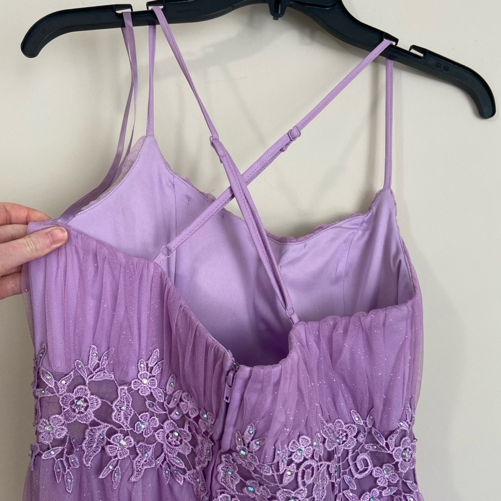 City Triangles Elegant Lavender Evening Gown Prom Dress Tulle Embroidered Floral - Picture 10 of 16